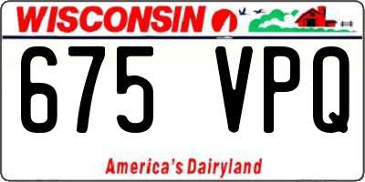 WI license plate 675VPQ