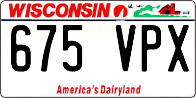 WI license plate 675VPX