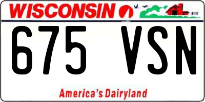 WI license plate 675VSN