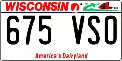 WI license plate 675VSO
