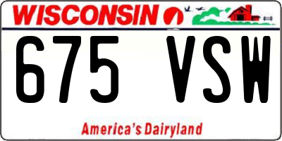 WI license plate 675VSW