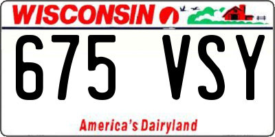 WI license plate 675VSY