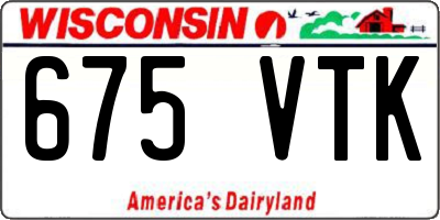 WI license plate 675VTK