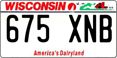 WI license plate 675XNB