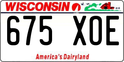 WI license plate 675XOE