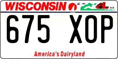 WI license plate 675XOP