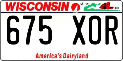 WI license plate 675XOR