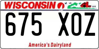 WI license plate 675XOZ
