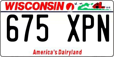 WI license plate 675XPN