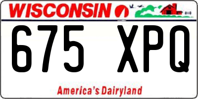 WI license plate 675XPQ
