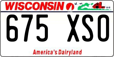 WI license plate 675XSO