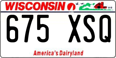 WI license plate 675XSQ
