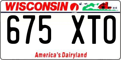 WI license plate 675XTO