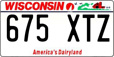 WI license plate 675XTZ