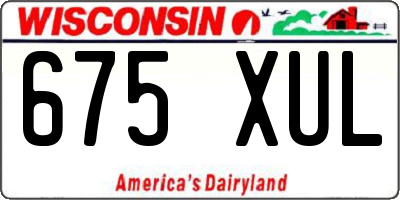 WI license plate 675XUL