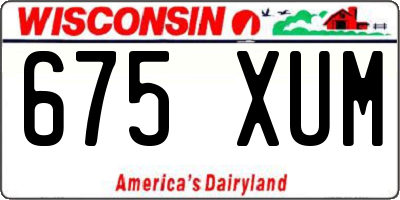 WI license plate 675XUM