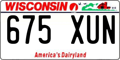 WI license plate 675XUN