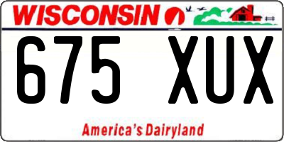WI license plate 675XUX