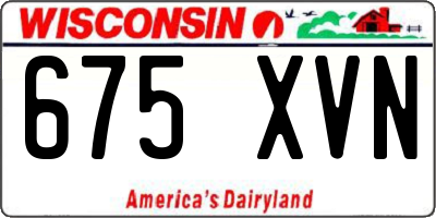 WI license plate 675XVN