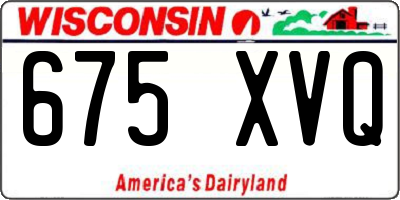 WI license plate 675XVQ