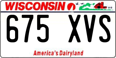 WI license plate 675XVS
