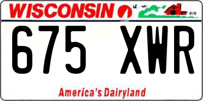 WI license plate 675XWR