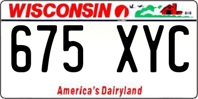 WI license plate 675XYC