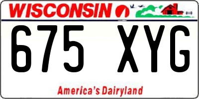 WI license plate 675XYG