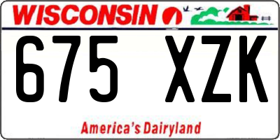 WI license plate 675XZK