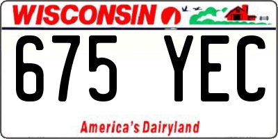 WI license plate 675YEC