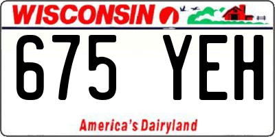 WI license plate 675YEH