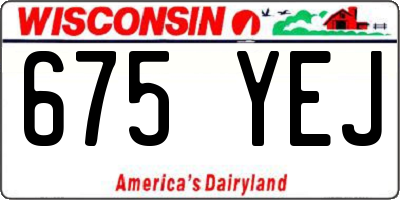WI license plate 675YEJ