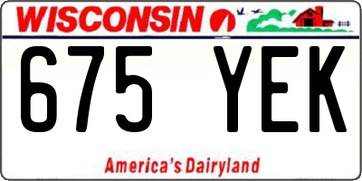 WI license plate 675YEK