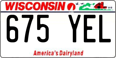 WI license plate 675YEL
