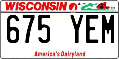 WI license plate 675YEM