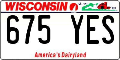WI license plate 675YES