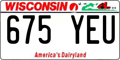 WI license plate 675YEU