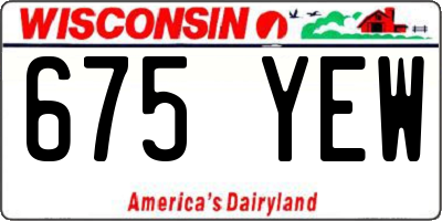 WI license plate 675YEW