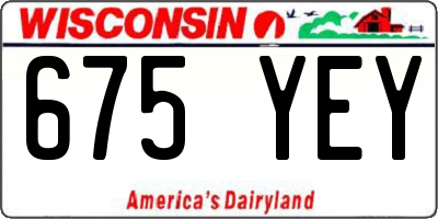 WI license plate 675YEY