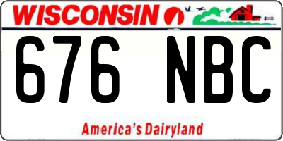 WI license plate 676NBC