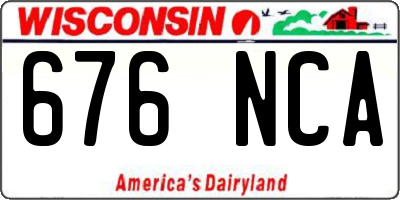 WI license plate 676NCA