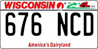 WI license plate 676NCD