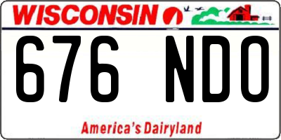 WI license plate 676NDO