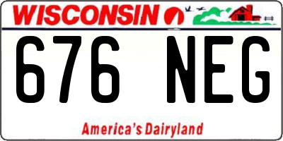 WI license plate 676NEG