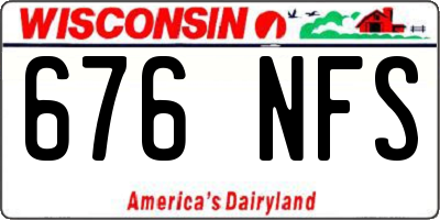 WI license plate 676NFS