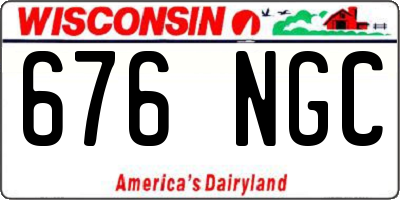 WI license plate 676NGC