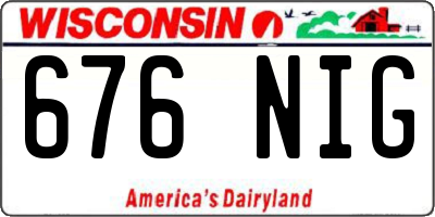 WI license plate 676NIG