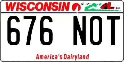 WI license plate 676NOT