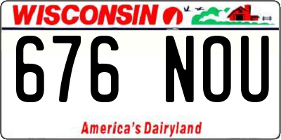 WI license plate 676NOU