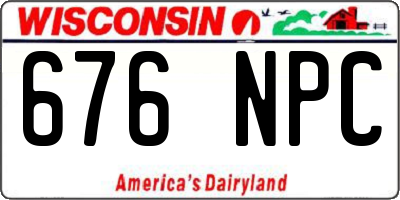 WI license plate 676NPC